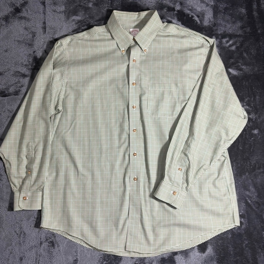 Brooks Brothers Light Green Checkered Button Down Shirt